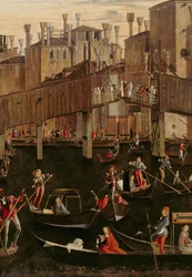 Ponte di Rialto in legno, dal Miracolo della Reliquia della Vera Croce (dettaglio)